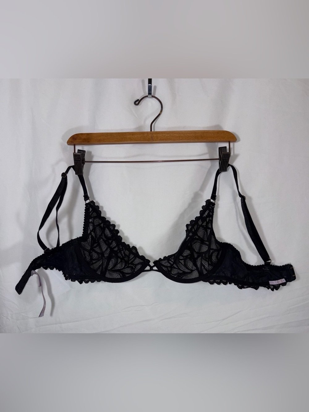 Savage x Fenty Lace Floral Underwire Bra in Black 34D